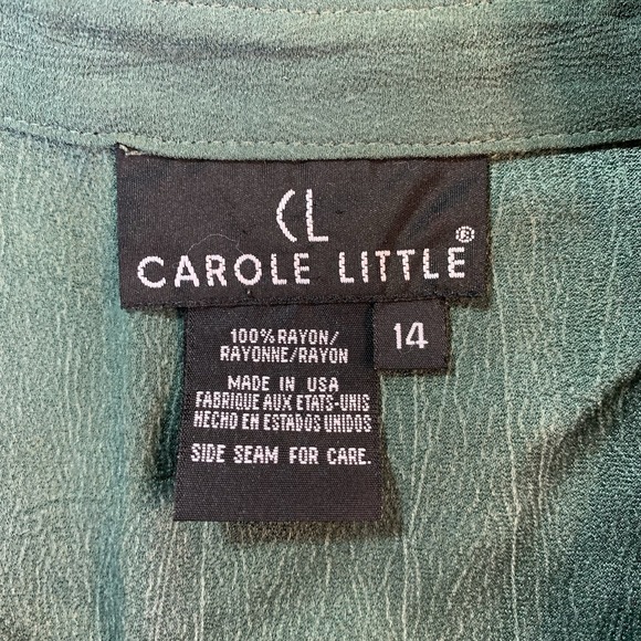 Carole Little VTG Tunic Shirt Womens 14 Green Blouse Top USA‎ Retro Classic - Picture 4 of 13